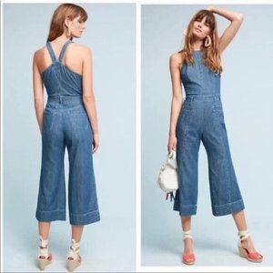 Pilcro And The Letterpress Overalls Womens 0 Halter Wide Leg Denim Anthropologie